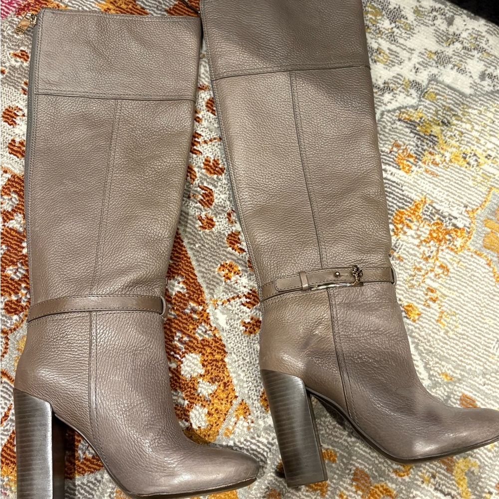 Tory Burch Jenna Taupe Knee-High Boots